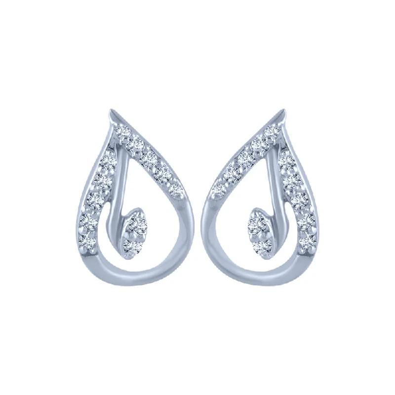 Crystal Hoops Earrings-14k (585) White Gold And Diamond Stud Earrings For Women