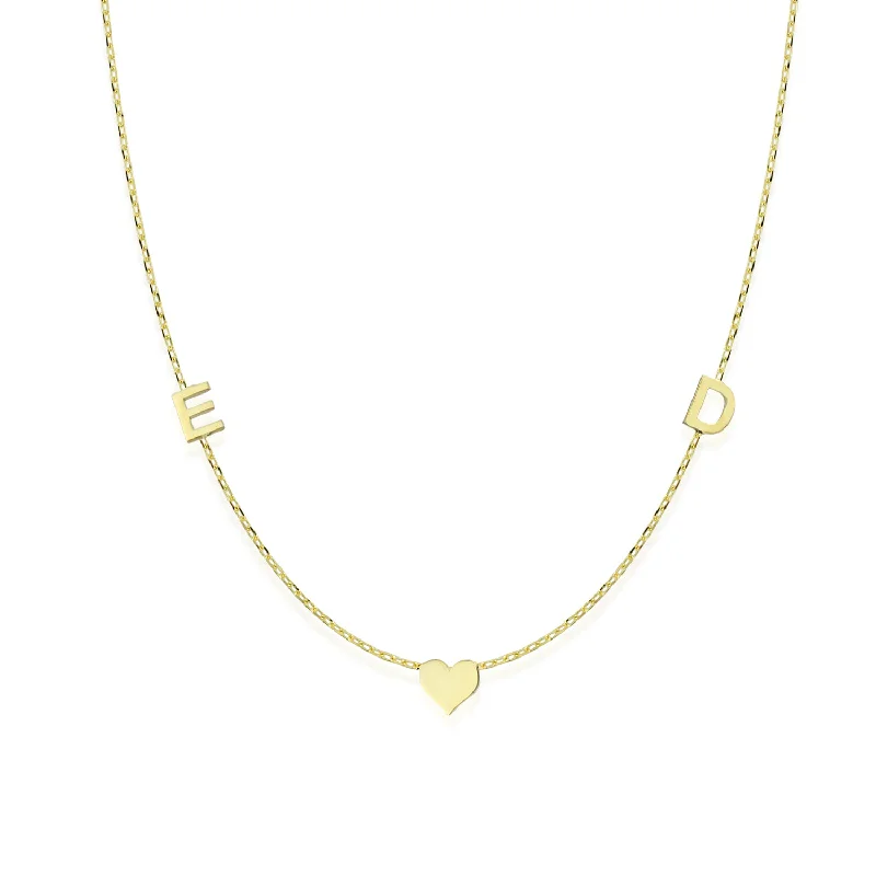 Gold Link Necklace-Gold Initials and Heart Necklace