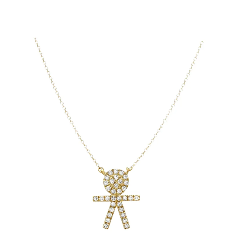 Vintage Chain Necklace-Diamond Pave Boy Necklace