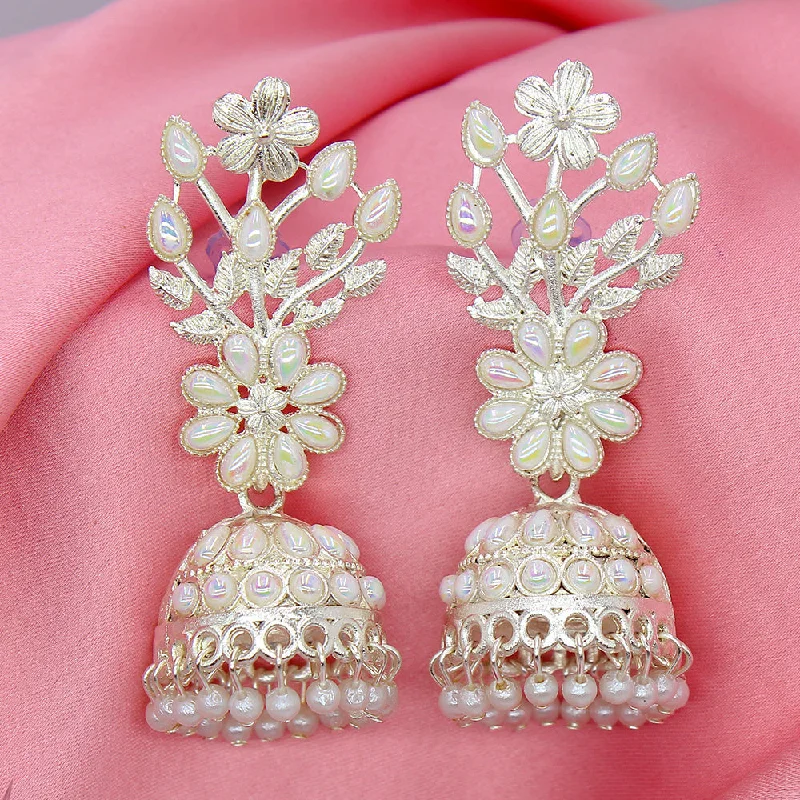 Gemstone Stud Earrings for Bridal-Mahavir Floral Jhumki Earrings