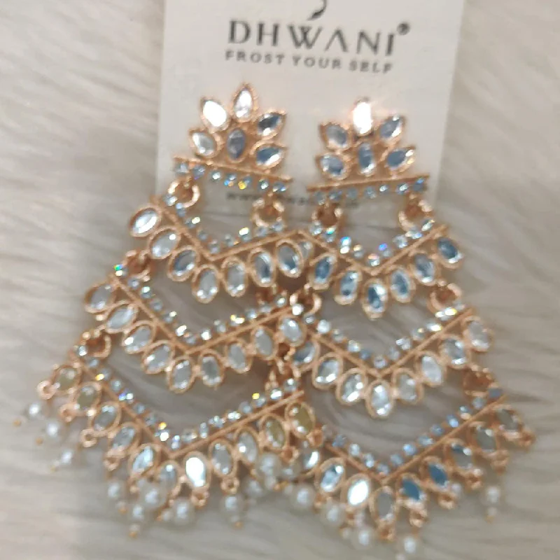 Everyday Stud Earrings-Dhwani Rose Gold Plated Austrian Stone And Pearl Dangler Earrings