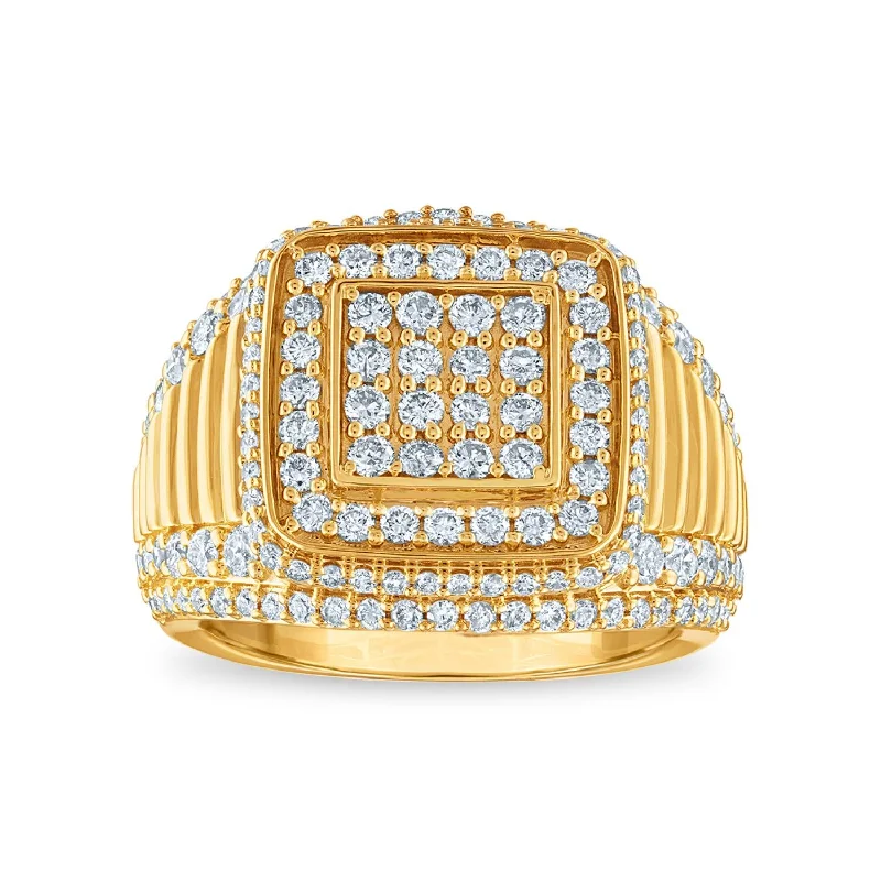 Classic Rose Gold Ring-2 CTW Diamond Ring in 10KT Yellow Gold