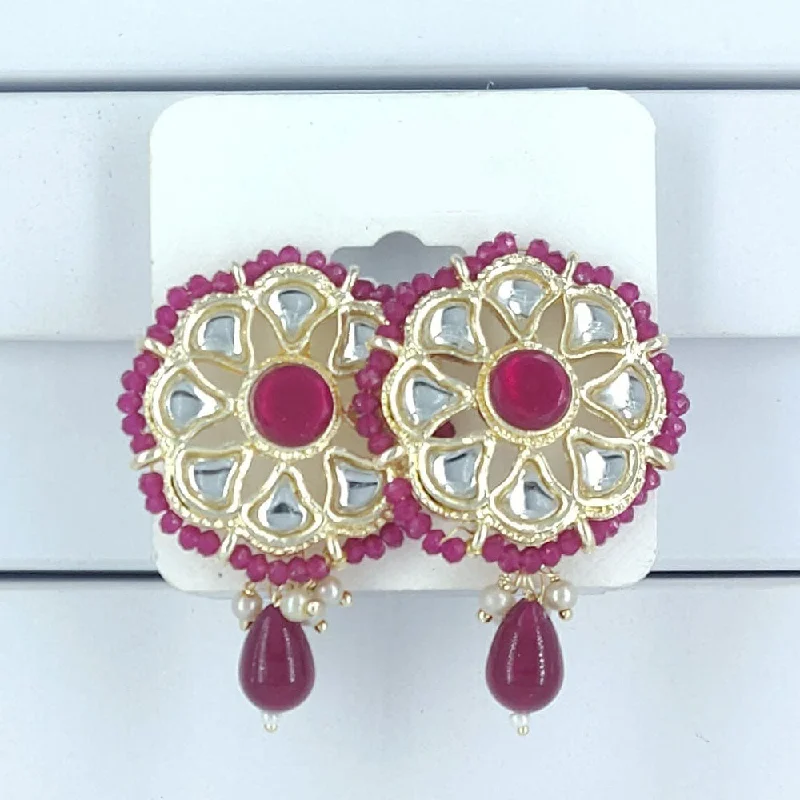 Acrylic Earrings-Corbeda Fashion Gold Plated Kundan Stone Dangler Earrings