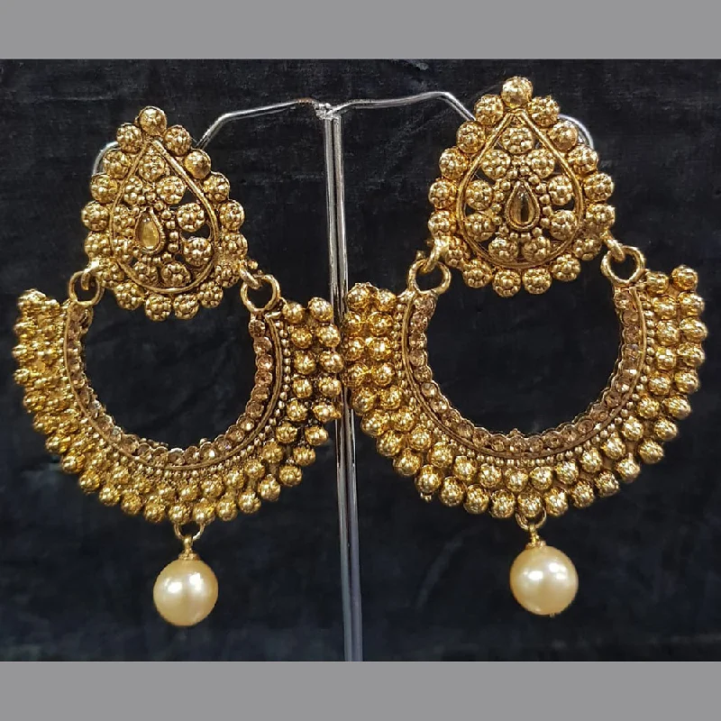 Retro Dangle Earrings-Shreeji Gold Plated Austrian Stone Dangler Earrings