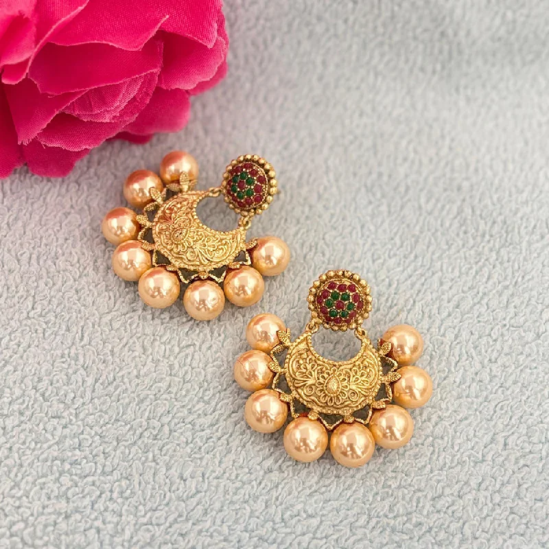 Stylish Drop Earrings-Jewel Addiction Gold Plated Austrian Stone And Pearls Dangler Earrings