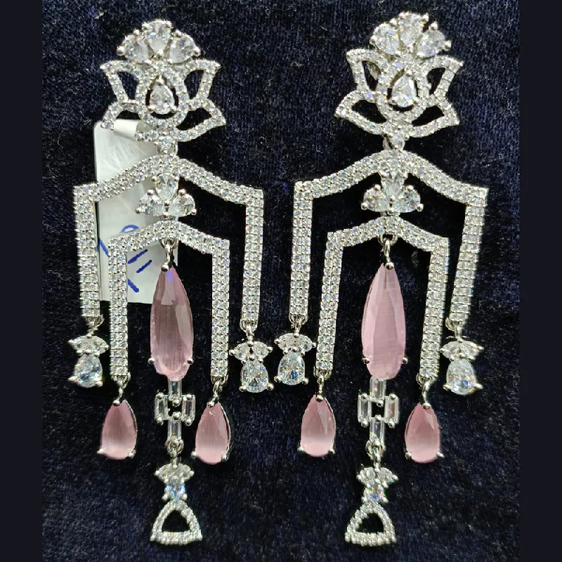 Unique Earrings for Party-Jain Jewellers Silver Plated AD Dangler Earrings