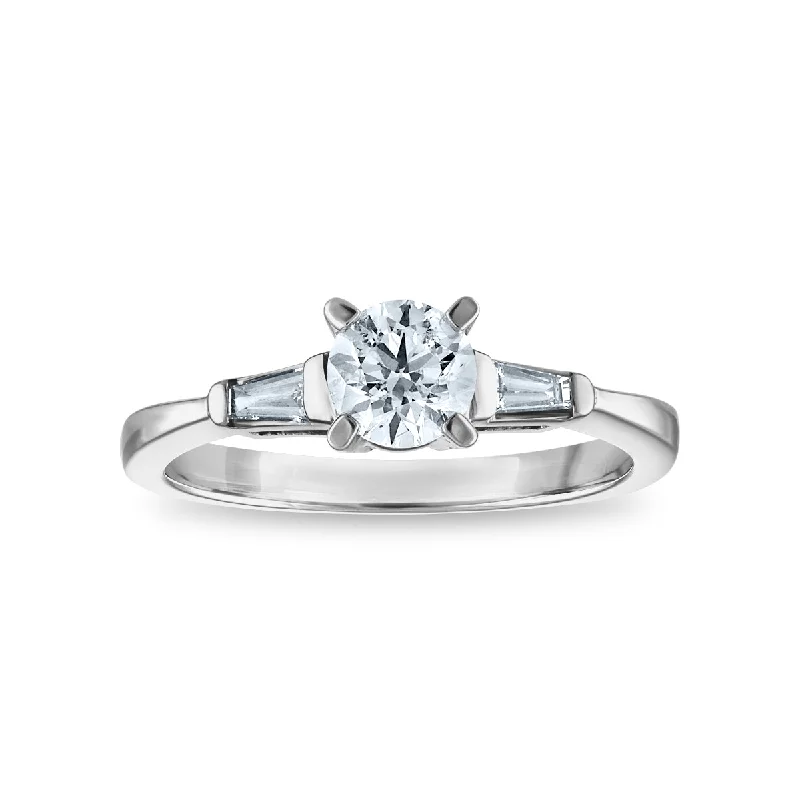 Minimalist Engagement Ring-3/4 CTW Diamond Engagement Ring in 14KT White Gold