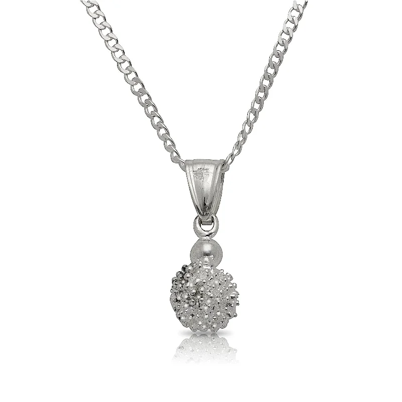 Classic Diamond Necklace-Small Sugar Apple .925 Sterling Silver Pendant Necklace, Disco Ball Necklace