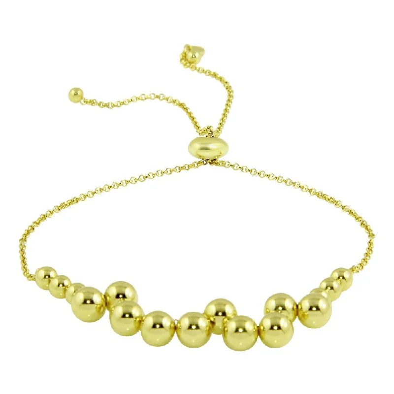 Custom Charm Bangle Bracelet-Gold Plated 925 Sterling Silver Bead Bracelets - ARB00041GP