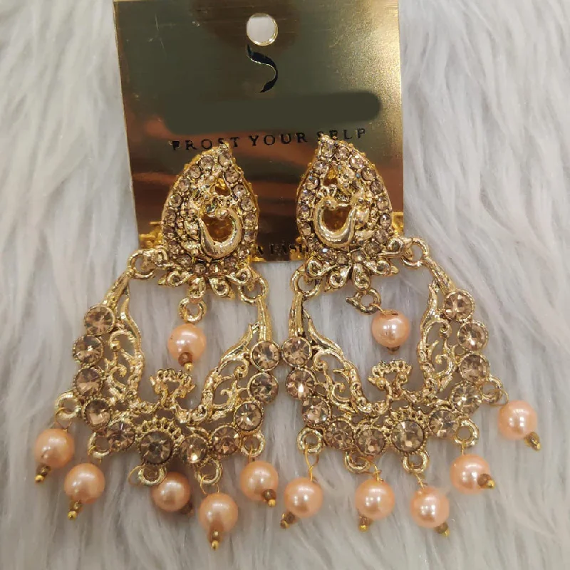 Bridal Earrings with Diamonds-Dhwani Gold Plated Austrian Stone Dangler Earrings