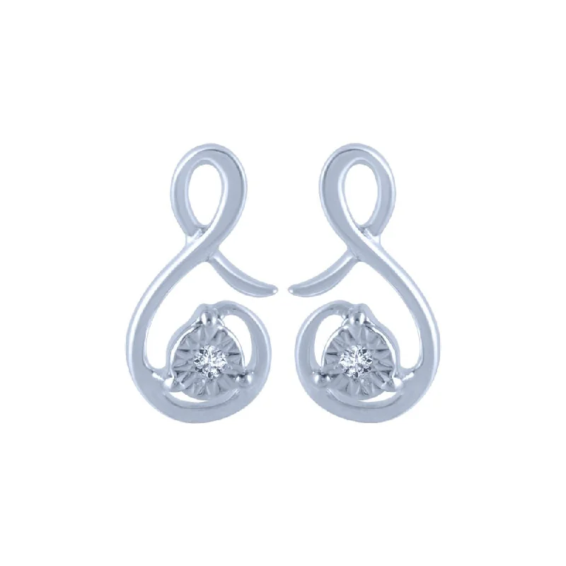 Gemstone Dangle Earrings-14k (585) White Gold And Diamond Stud Earrings For Women