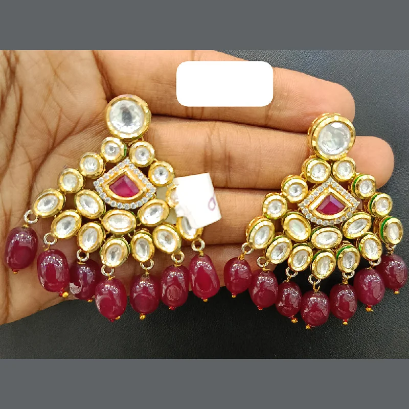 Oversized Earrings-Jain Jewellers Gold Plated Polki Kundan Dangler Earrings