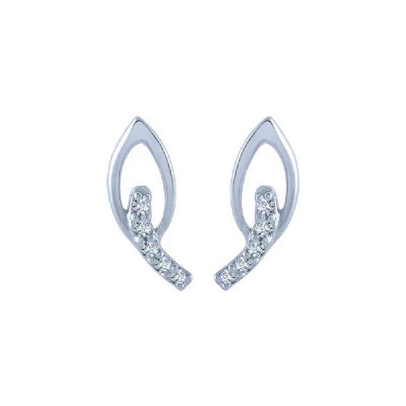 Diamond Dangle Earrings-14k (585) White Gold And Diamond Stud Earrings For Women