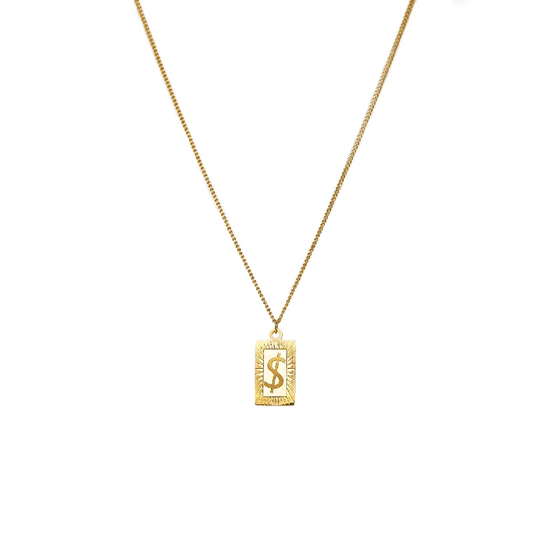 Green Gem Necklace-Dollar Sign Necklace