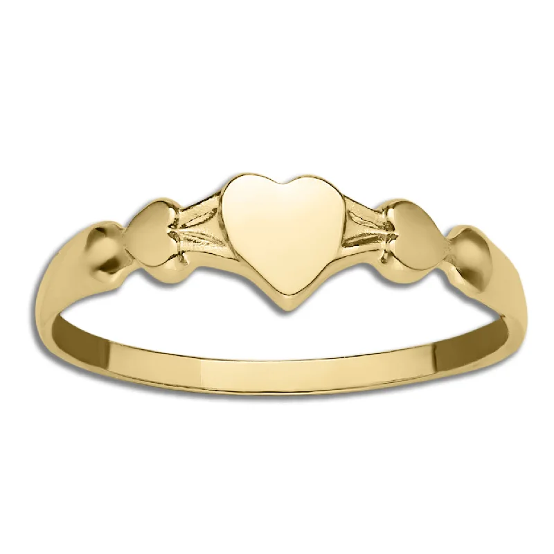 Elegant Silver Engagement Ring-Kiddie Kraft 10KT Yellow Gold Heart Baby Ring; Size 1