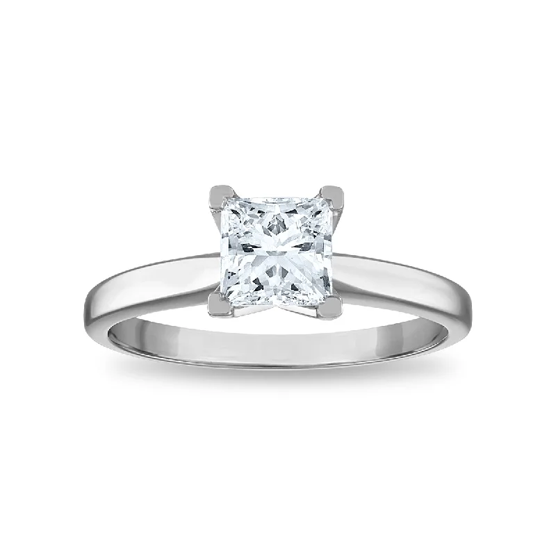 Diamond Eternity Ring-Signature Certificate EcoLove 1 CTW Princess Cut Lab Grown Diamond Solitaire Engagement Ring in 14KT White Gold