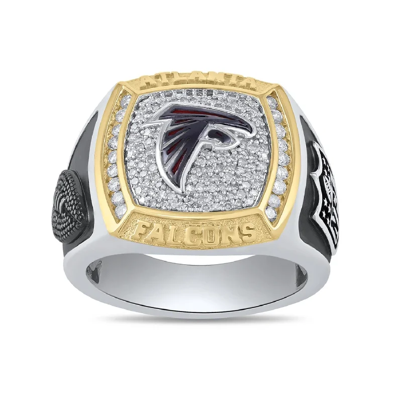 Unique Engagement Ring-True Fans Fine Jewelry Atlanta Falcons 1/2 CTW Diamond Ring in Sterling Silver