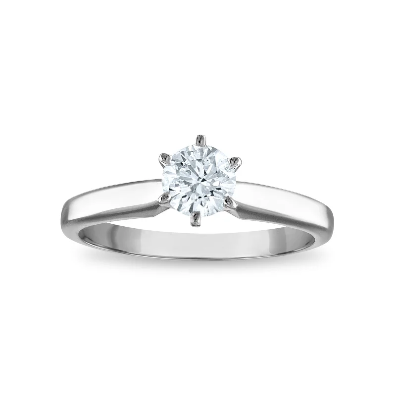 Adjustable Silver Ring-Signature Certificate EcoLove 3/4 CTW Round Lab Grown Diamond Solitaire Engagement Ring in 14KT White Gold