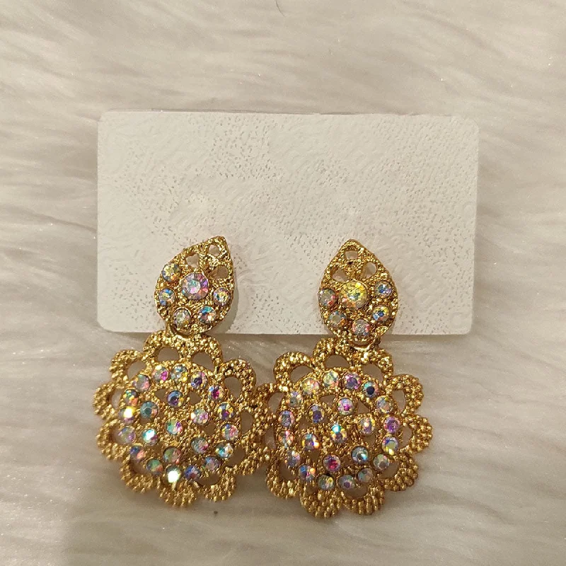 Luxurious Drop Earrings-Dhwani Gold Plated Austrian Stone Dangler Earrings