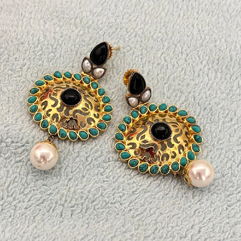 Minimalist Drop Earrings-Jewel Addiction Gold Plated Kundan Stone Dangler Earrings