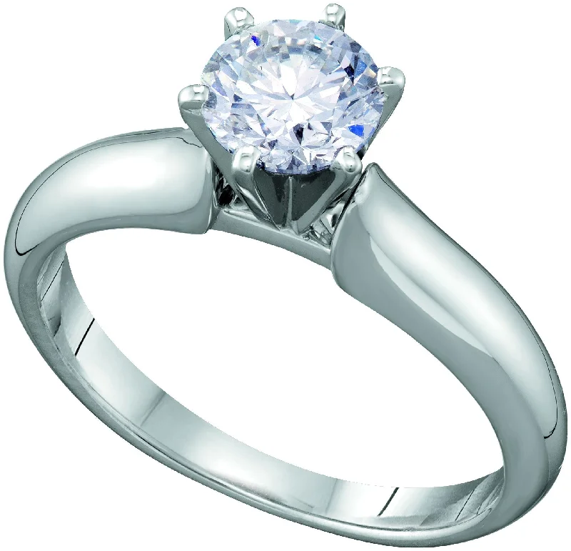 Handmade Gemstone Ring-Signature Certificate 1 1/2 CTW Diamond Solitaire Engagement Ring in 14KT White Gold