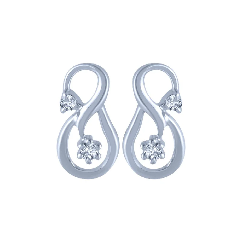 Silver Jewelry Earrings-14k (585) White Gold And Diamond Stud Earrings For Women