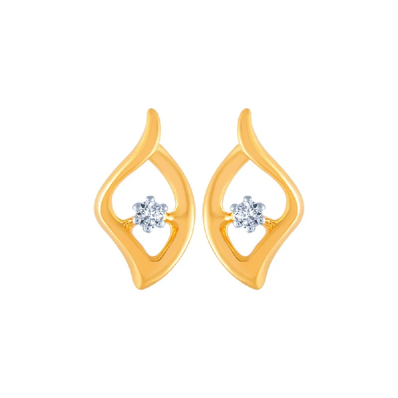 Acrylic Earrings-14k (585) Yellow Gold And Diamond Stud Earrings For Women