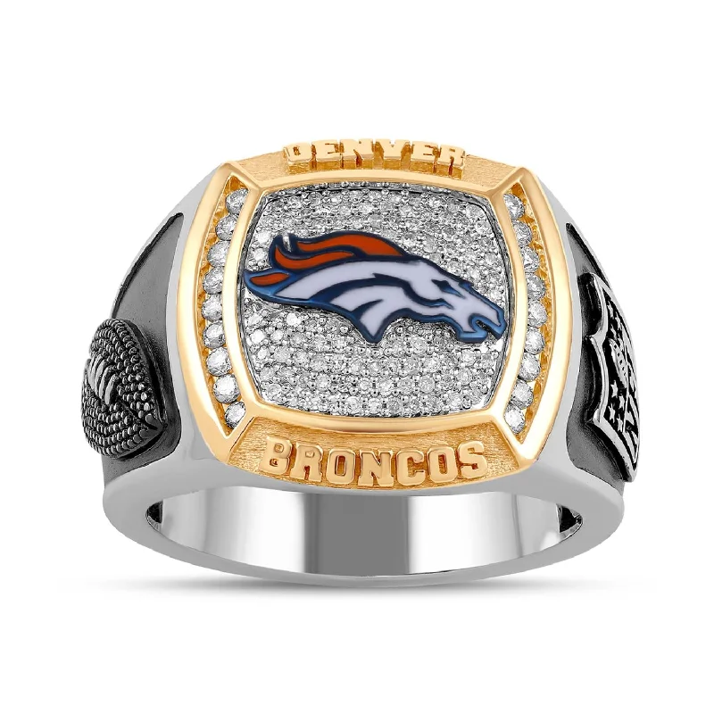 Personalized Birthstone Ring-True Fans Fine Jewelry Denver Broncos 1/2 CTW Diamond Ring in Sterling Silver