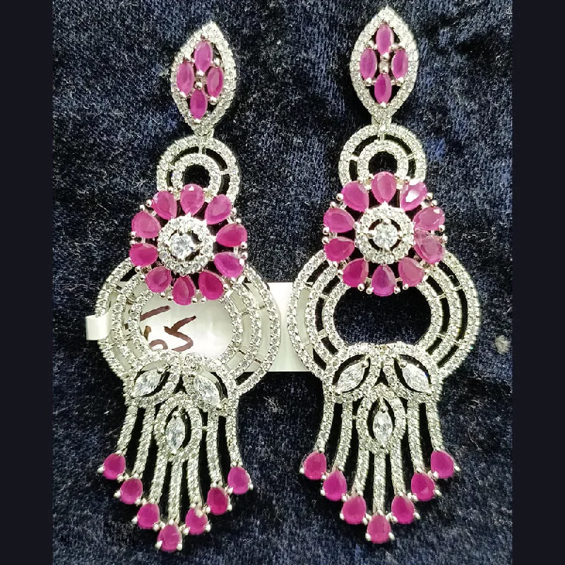 Sterling Silver Drop Earrings-Jain Jewellers Silver Plated AD Dangler Earrings