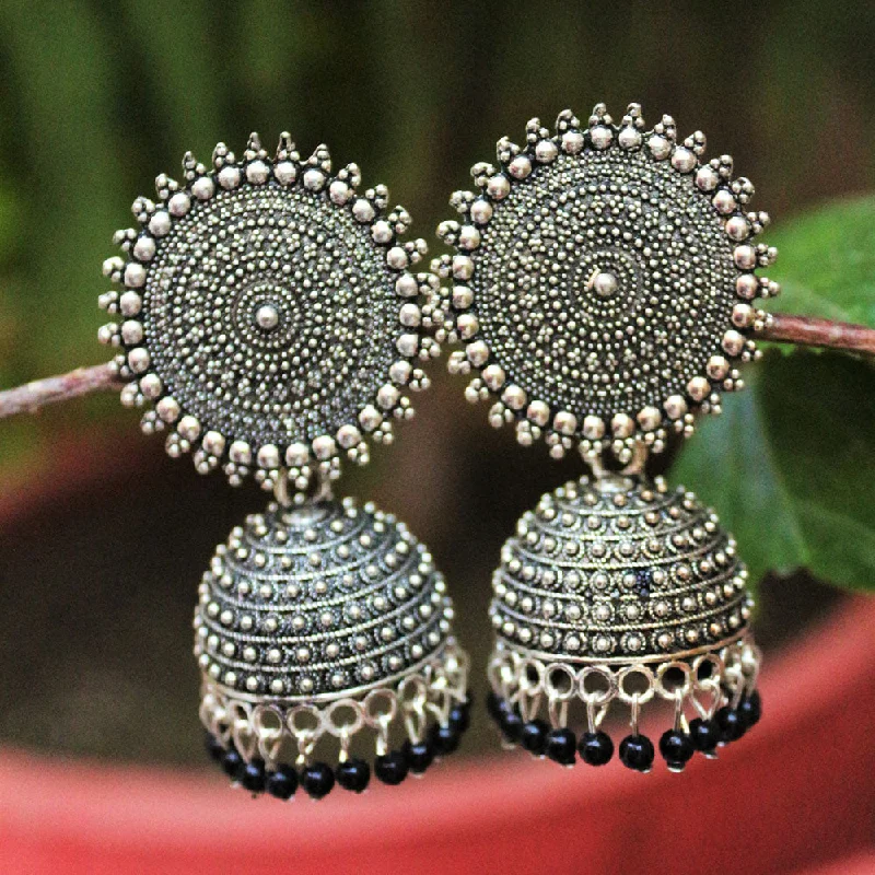 Elegant Diamond Earrings-H K Fashion  Silver Plated Beads Jhumki Earrings