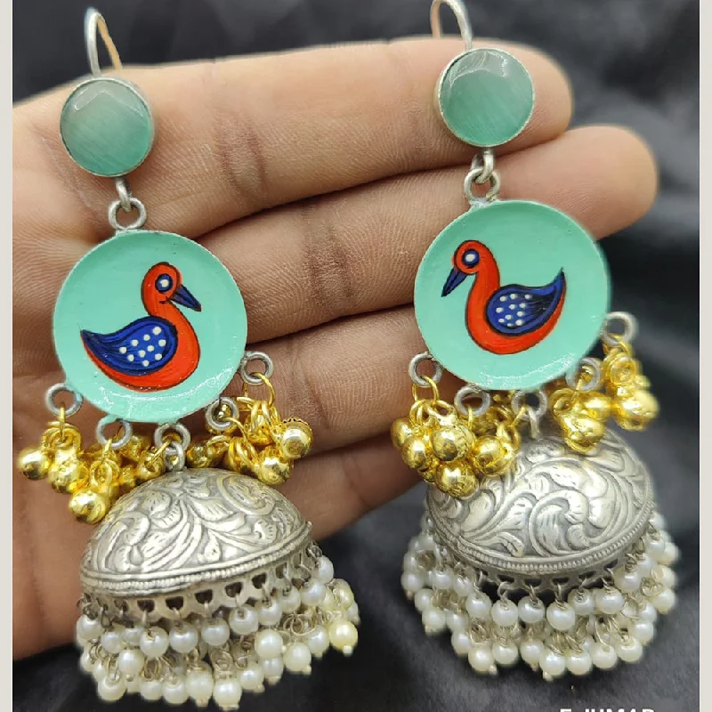 Statement Earrings for Bridesmaids-Fancyla 2 Tone Plated Duck Style Ghungroo Jhumki Earrings