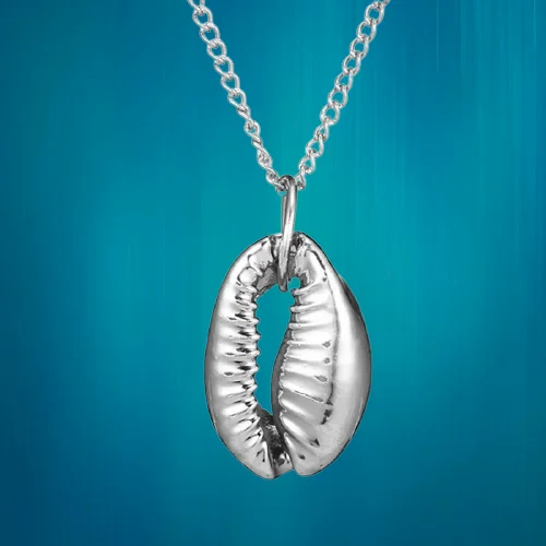 Personalized Heart Necklace-Sterling Silver Cowrie Shell Necklace