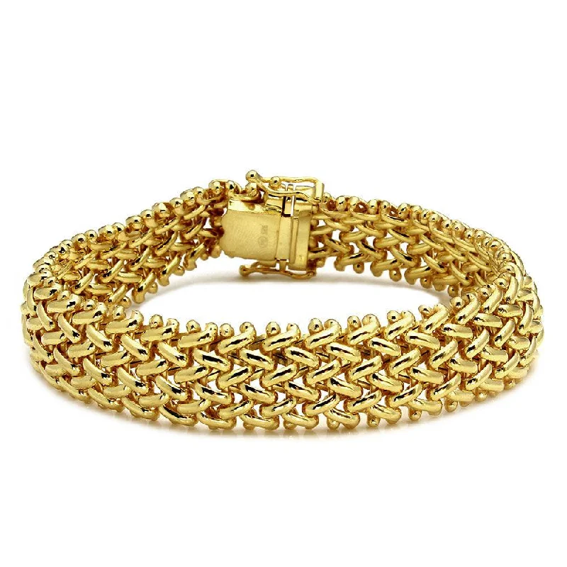 Beaded Bracelet for Women-Gold Plated 925 Sterling Silver Braided Bracelet - DIB00011GP