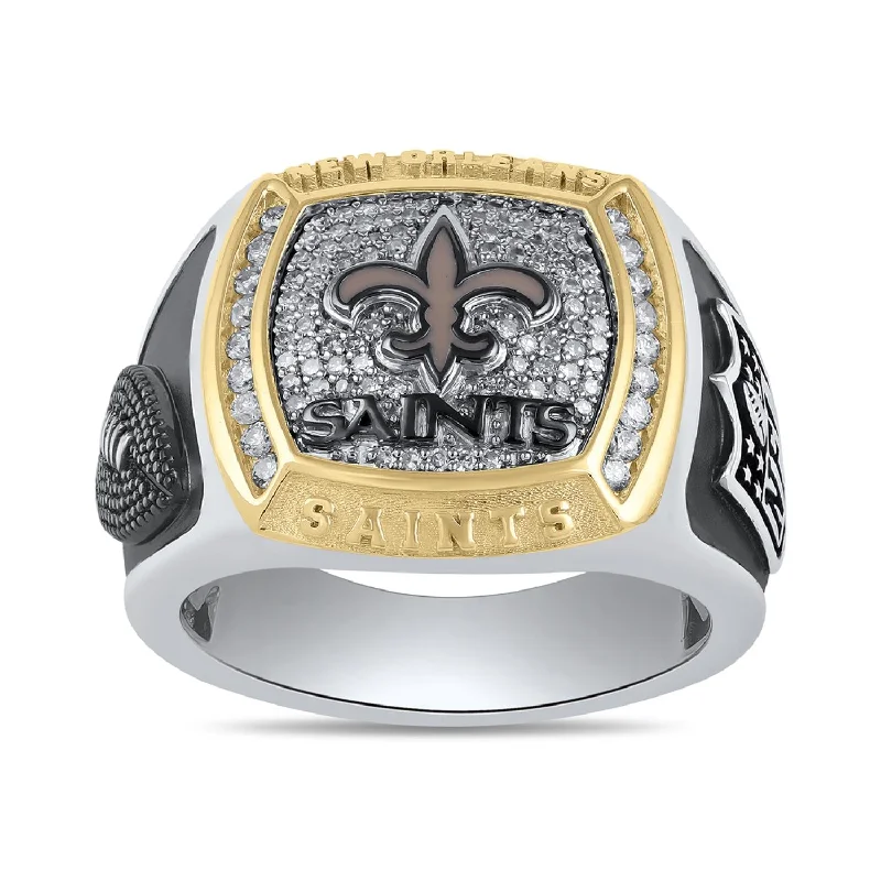 Custom Diamond Promise Ring-True Fans Fine Jewelry New Orleans Saints 1/2 CTW Diamond Ring in Sterling Silver