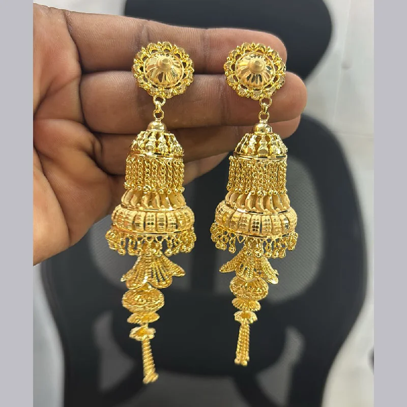 Bohemian Earrings-Pari Art Jewellery Gold Forming Jhumki Earrings