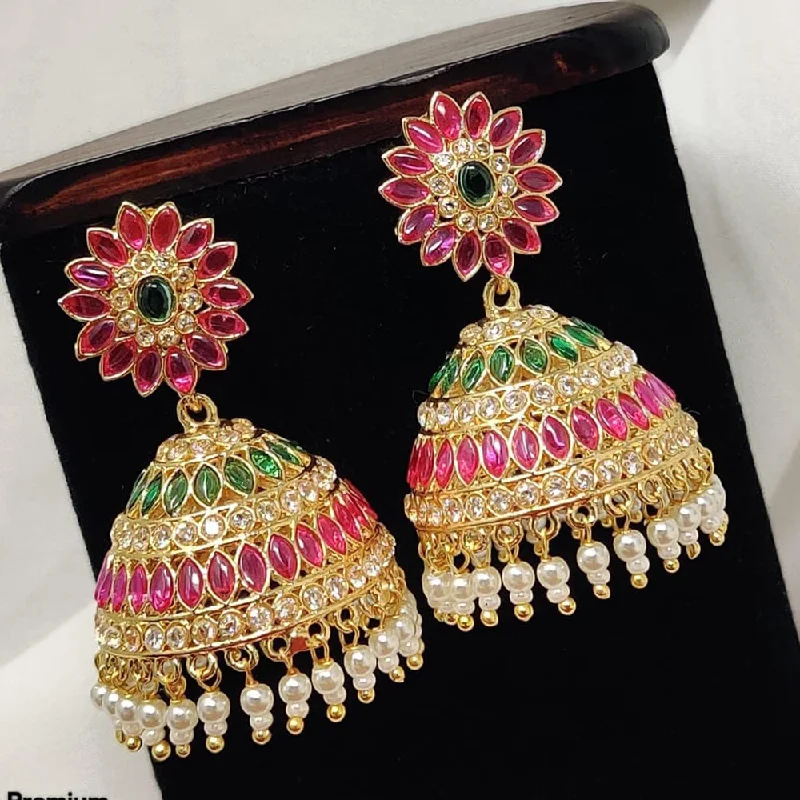 Fashion Statement Earrings-Pooja Bangles Gold Plated Kundan Stone Jhumki Earrings