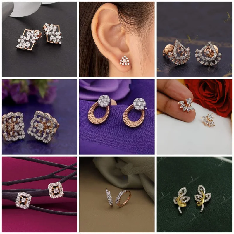 Gold Stud Earrings-Manisha Jewellery Austrian Stone Stud Earrings Combo