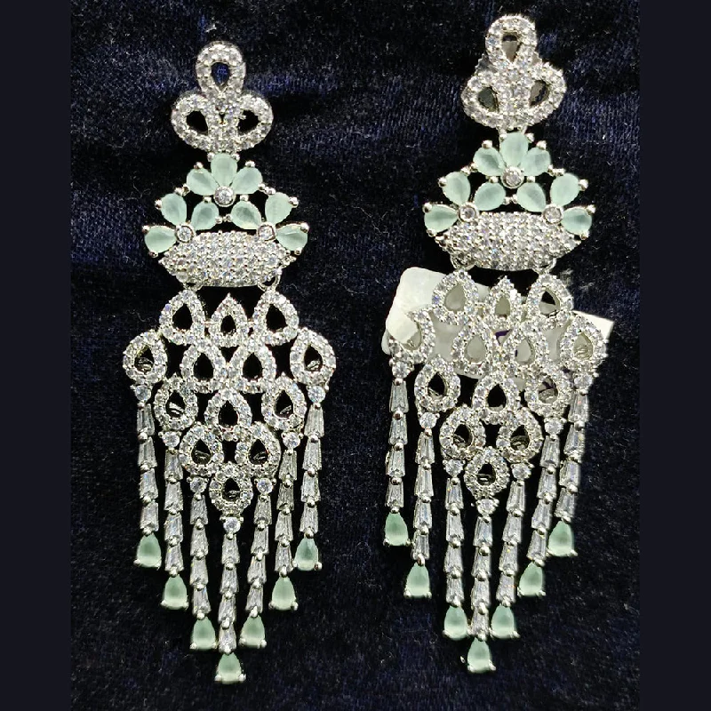 Gold Chain Earrings-Jain Jewellers Silver Plated AD Dangler Earrings