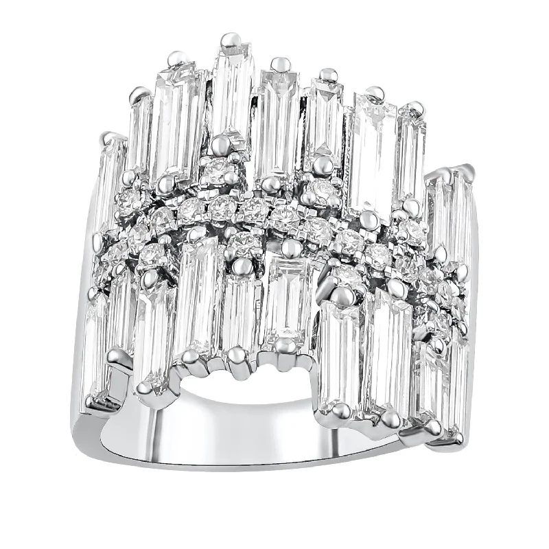 Bold Statement Ring-Signature EcoLove 4-1/5 CTW Diamond Anniversary Ring in 14KT White Gold