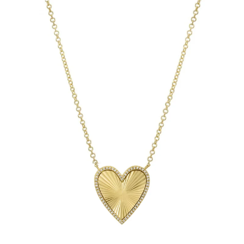 Nature Inspired Necklace-Large Fluted Heart Diamond Outline Necklace