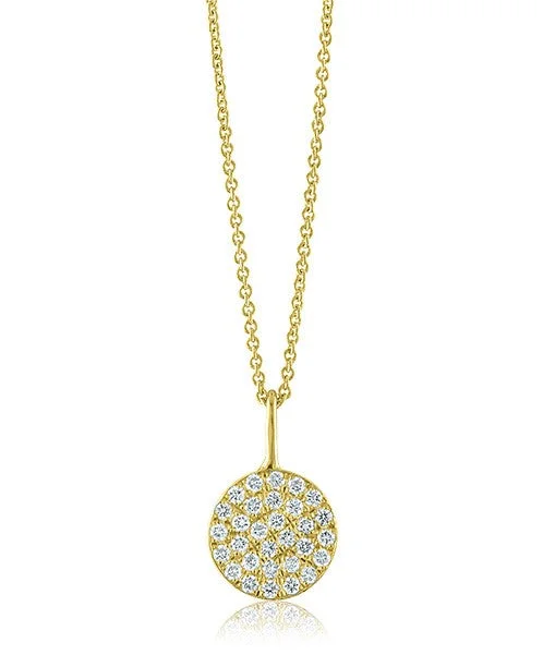 Stylish Long Necklace-Disc Necklace with Diamonds