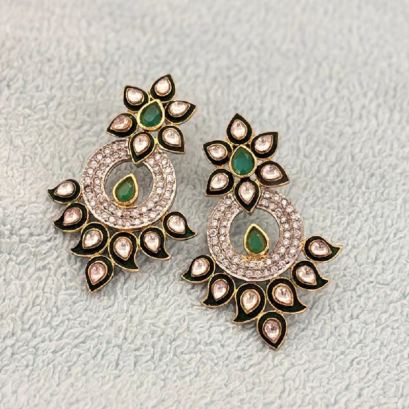 Personalized Earrings for Gift-Jewel Addiction Gold Plated Kundan Stone Dangler Earrings