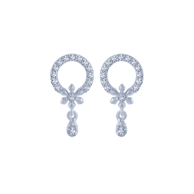 Abstract Hoop Earrings-14KT (585) White Gold And Diamond Stud Earrings For Women