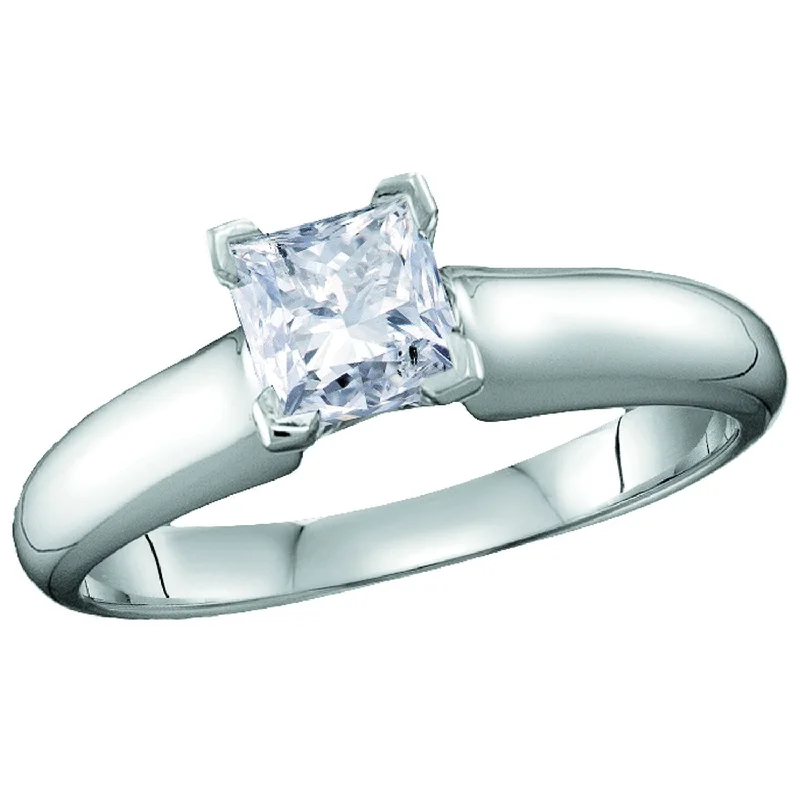 Heart-Shaped Engagement Ring-Signature 1 3/4 CTW Princess Cut Diamond Solitaire Engagement Ring in 14KT White Gold