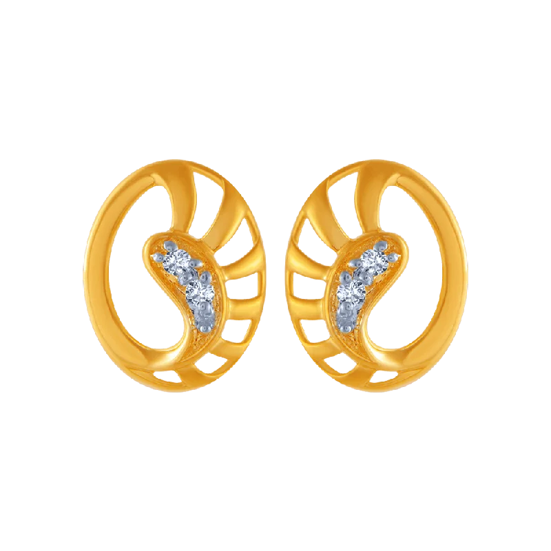 Gemstone Stud Earrings for Women-14KT (585) Yellow Gold And Diamond Stud Earrings For Women