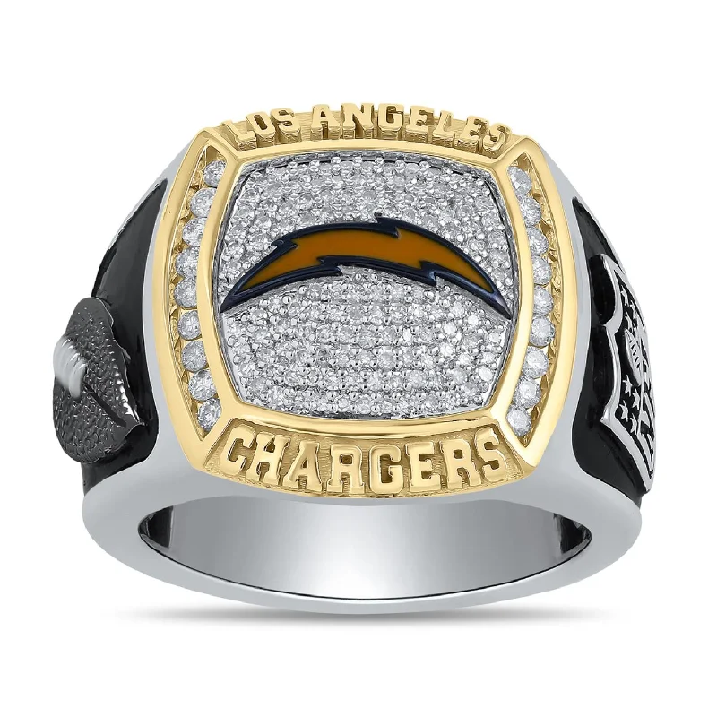 Gold Engagement Ring-True Fans Fine Jewelry Los Angeles Chargers 1/2 CTW Diamond Ring in Sterling Silver