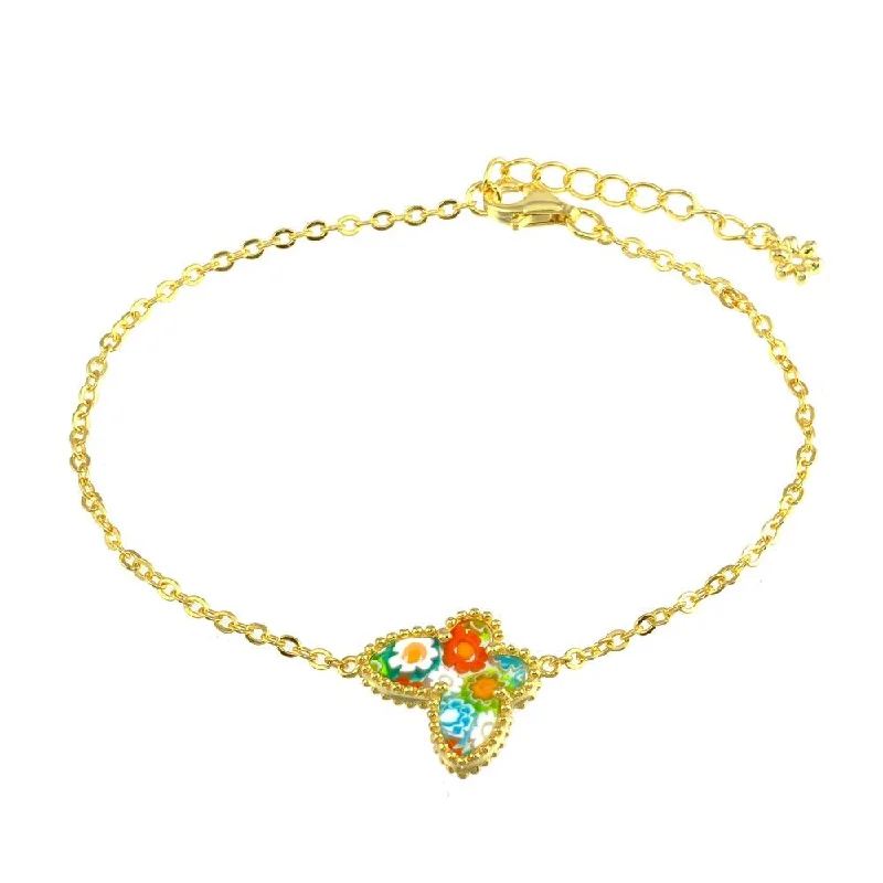 Luxury Diamond Bracelet-Gold Plated 925 Sterling Silver Butterfly Murano Glass Bracelet - MB00001