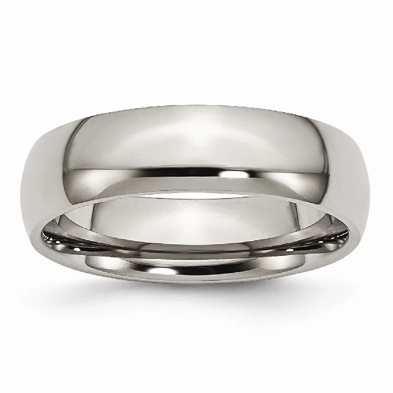 Sterling Silver Ring for Women-Titanium 6mm Polished Band