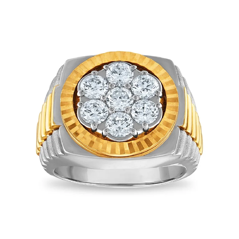 Customizable Engagement Ring-Signature 2 CTW Diamond Rolex-look Ring in 14KT White and Yellow Gold