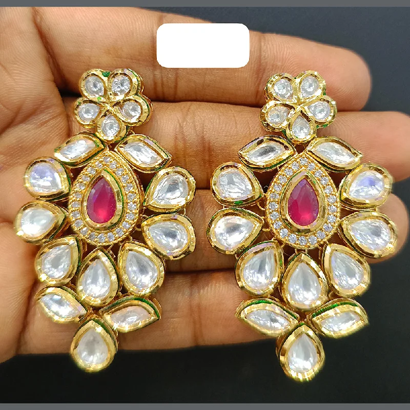 Hoop Earrings for Everyday-Jain Jewellers Gold Plated Polki Kundan Dangler Earrings